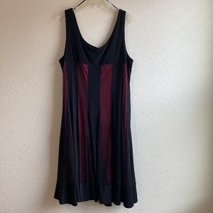 Black and burgundy Double Layers no sleeves dress - Dressbarn Woman Collection